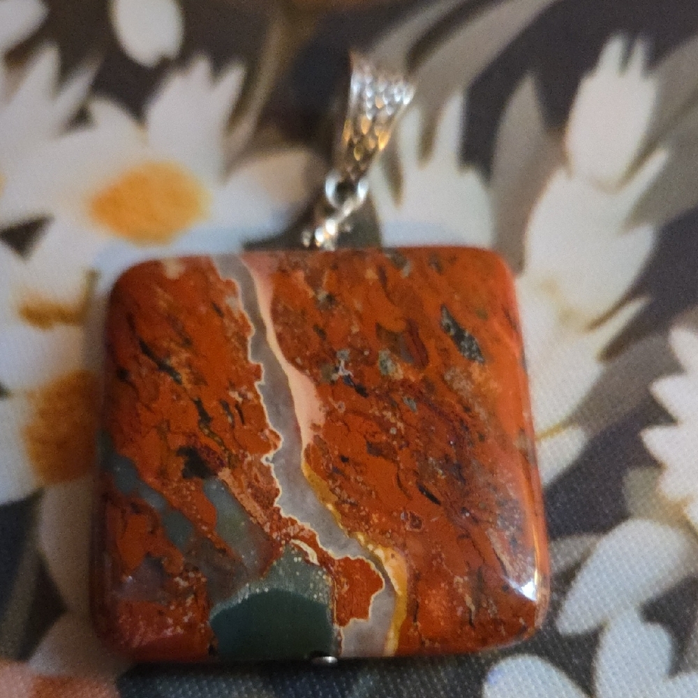Rustic Natural Square Stone Pendant - Picture 3 of 4